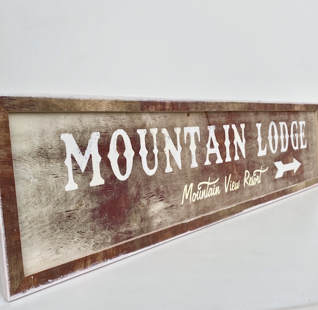 SIGN, Ski - 'Mountain Lodge' 80 x 20cm